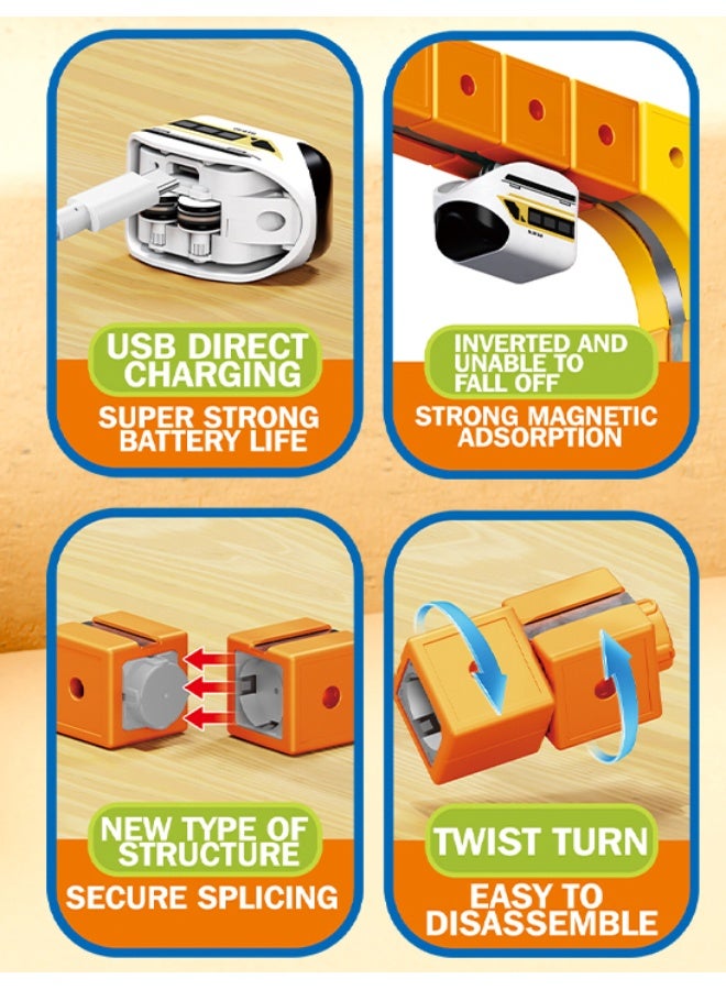 ماجني الاصحاب 159 PCS High-Speed Versatile Anti-Gravity Maglev Train Set – Modular Magnetic Track Building Blocks with USB Rechargeable Train, Bridges, Signs and Accessories for Kids STEM Creative Play - Image 5